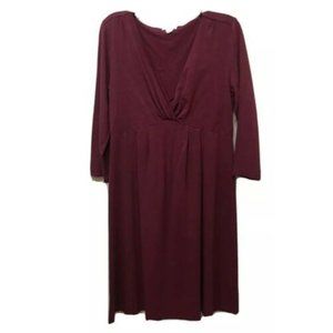Garnet‎ Hill Gathered V-Neck Knit Jersey Dress